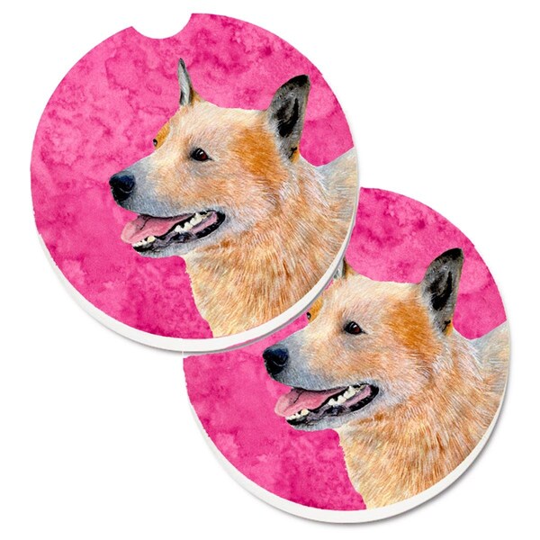 Carolines Treasures Pink Australian Cattle Dog Set of 2 Cup Holder Car Coaster LH9362PKCARC - main